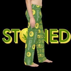 Men's Pajama pant with Stoned and Stellar Cannacoin logo in green